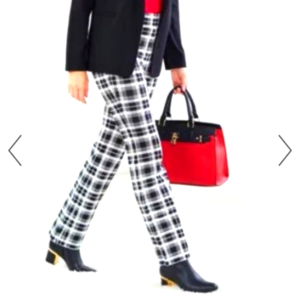 NWT(4X) IMAN Plaid Slimming Stretch Ponte Pants